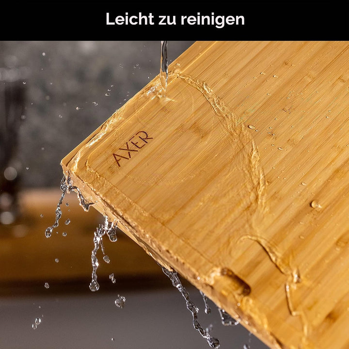 Axer Grosses Bambus-Schneidebrett-Set mit Flexibler Spülmaschinenfester Farbiger Kunststoff-Schneide