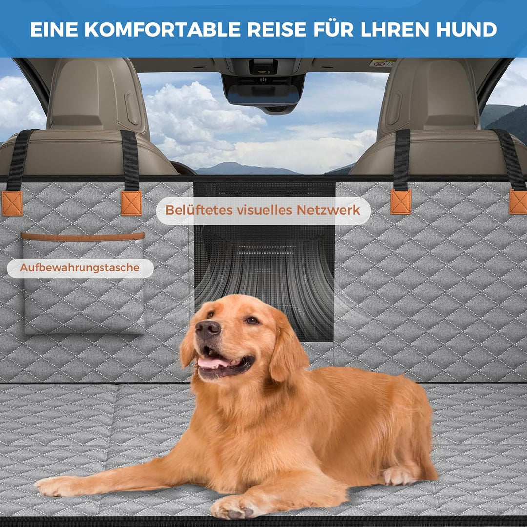 Hundedecke Auto Rücksitz, Wasserdicht, Kratzfest Hunde-Autositz Rücksitz, mit 8 Stabilen Hartholzpla