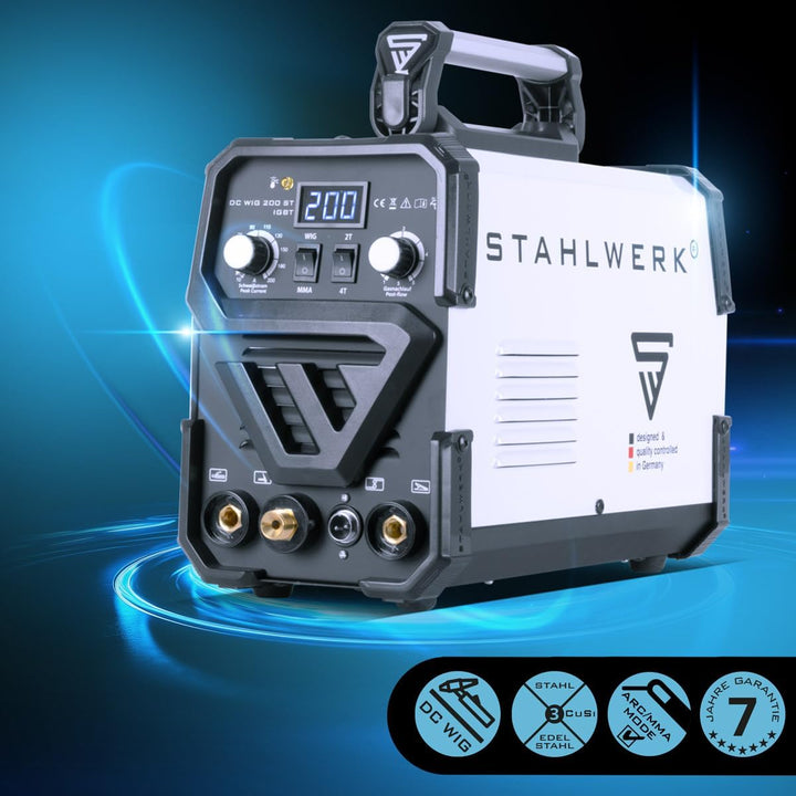 STAHLWERK DC WIG 200 ST IGBT - Kombi WIG Schweissgerät mit 200 Ampere und MMA E-Hand, 7 Jahre Herste