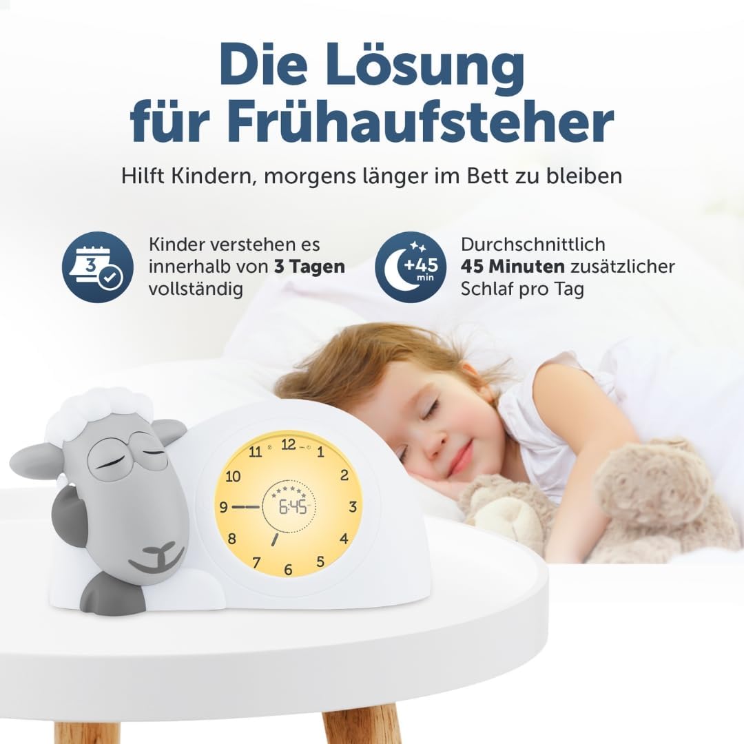 ZAZU Sam The Lamb Uhr – Schlafcoach Uhr und Nachtlicht für Kinder | Bringt Ihrem Kind mit visuellen