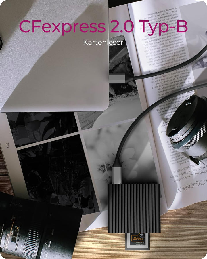 ICY BOX CFexpress Kartenleser Typ-B mit USB 3.2 (Gen 2), 10 Gbit/s, Lesegerät, USB-C & USB-A, Alumin