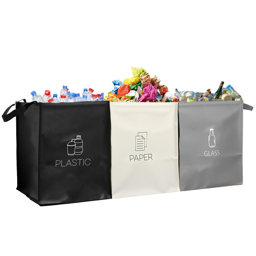 Mülltrennsystem 3fach für Papier Glas Plastik Recycling System Taschen Mülleimer mit Stabilisatoren