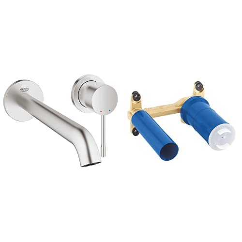 Grohe 2-Loch-Waschtischbatterie Wandmontage Ausladung 230 mm, 19967DC1 M Komplett-Set Supersteel, M