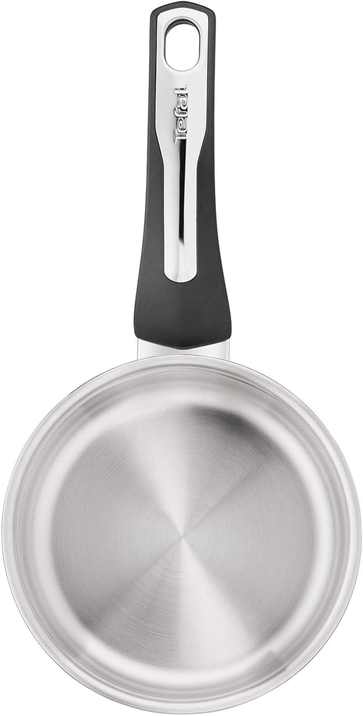 Tefal Emotion E3012904 Stielkasserolle, 18 cm, Edelstahl, dicker Boden für eine gleichmässige Wärmev