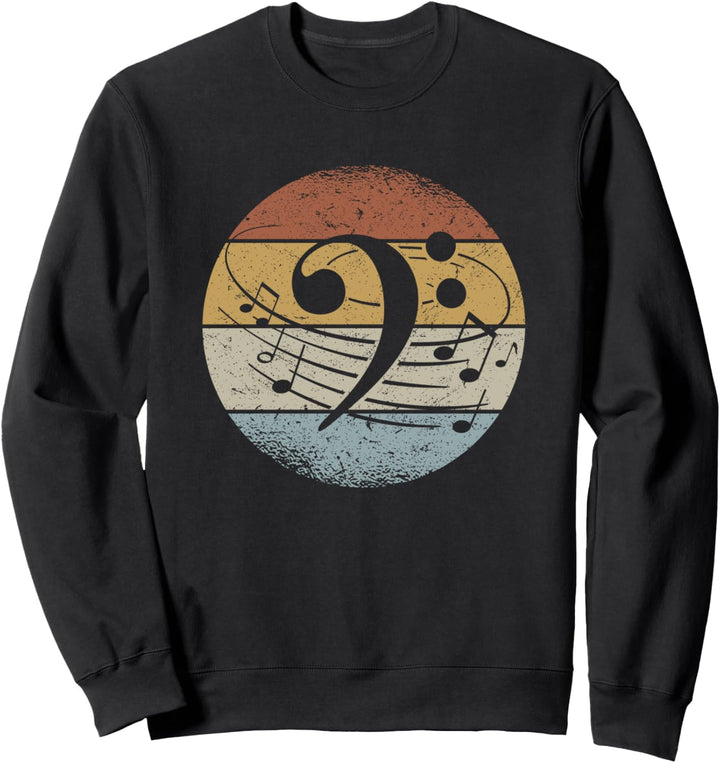 Bassist Bassschlüssel Noten Retro Bass Sweatshirt