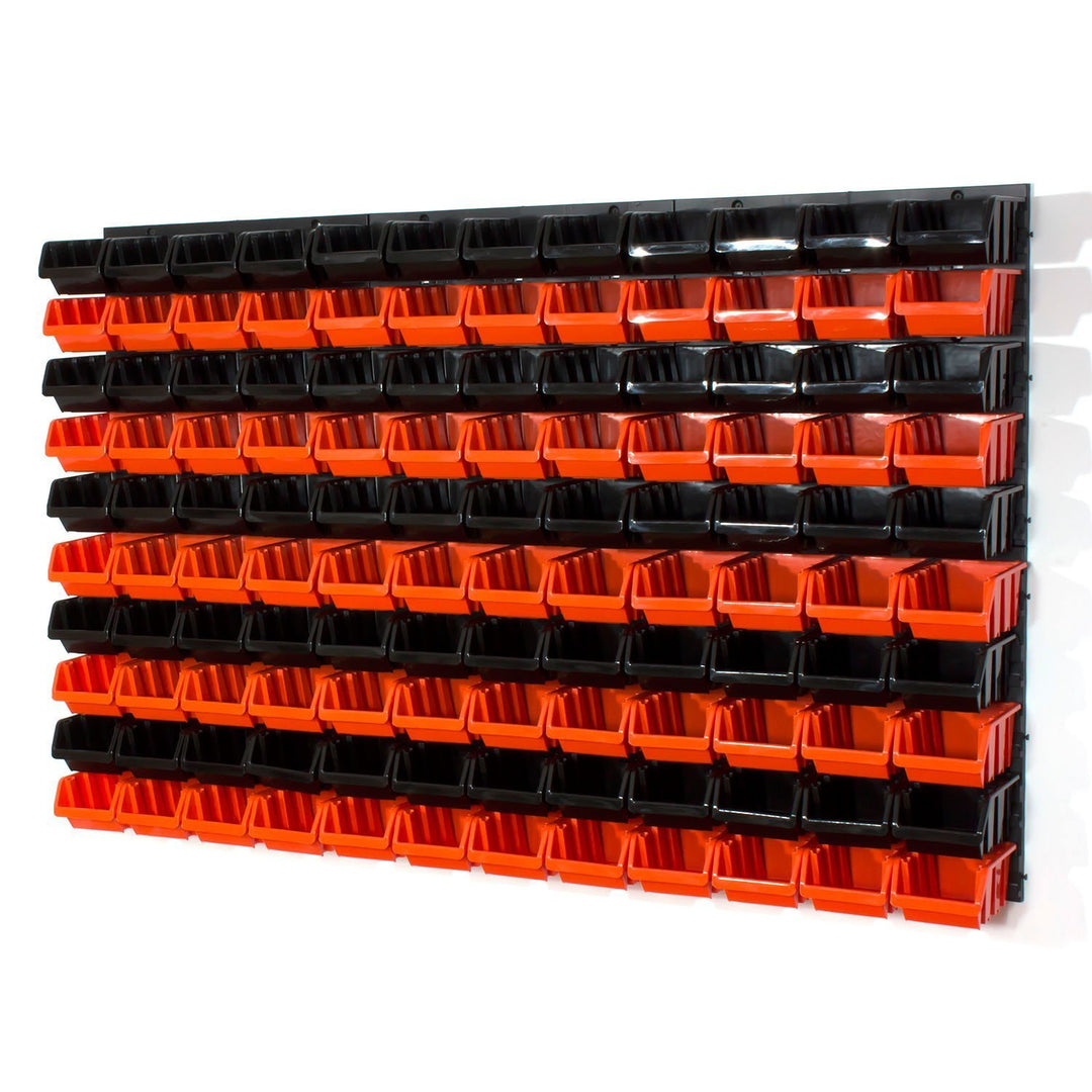 126 tlg. Wandregal Regal InBox Gr.2 orange schwarz Werkstatt Lochwand Wandplatte Schwarz - Orange, S