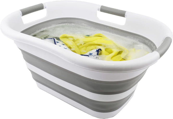 SAMMART 30L zusammenklappbarer Wäschekorb aus Kunststoff – faltbarer Pop-Up-Aufbewahrungsbehälter/Or