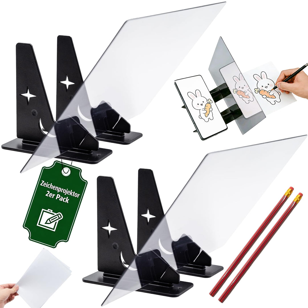 Optischer Zeichenprojektor 2er Pack, Optisches Bild Zeichenplatte A3, Abpausen Gerät, Zeichenbrett A