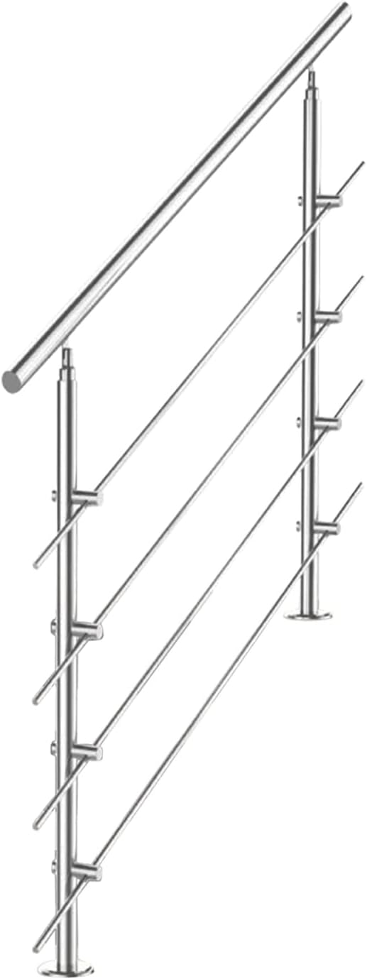 Tubiaz Edelstahl Handlauf Treppengeländer Geländer für Treppen Brüstung Balkon 80CM mit 4 Querstrebe