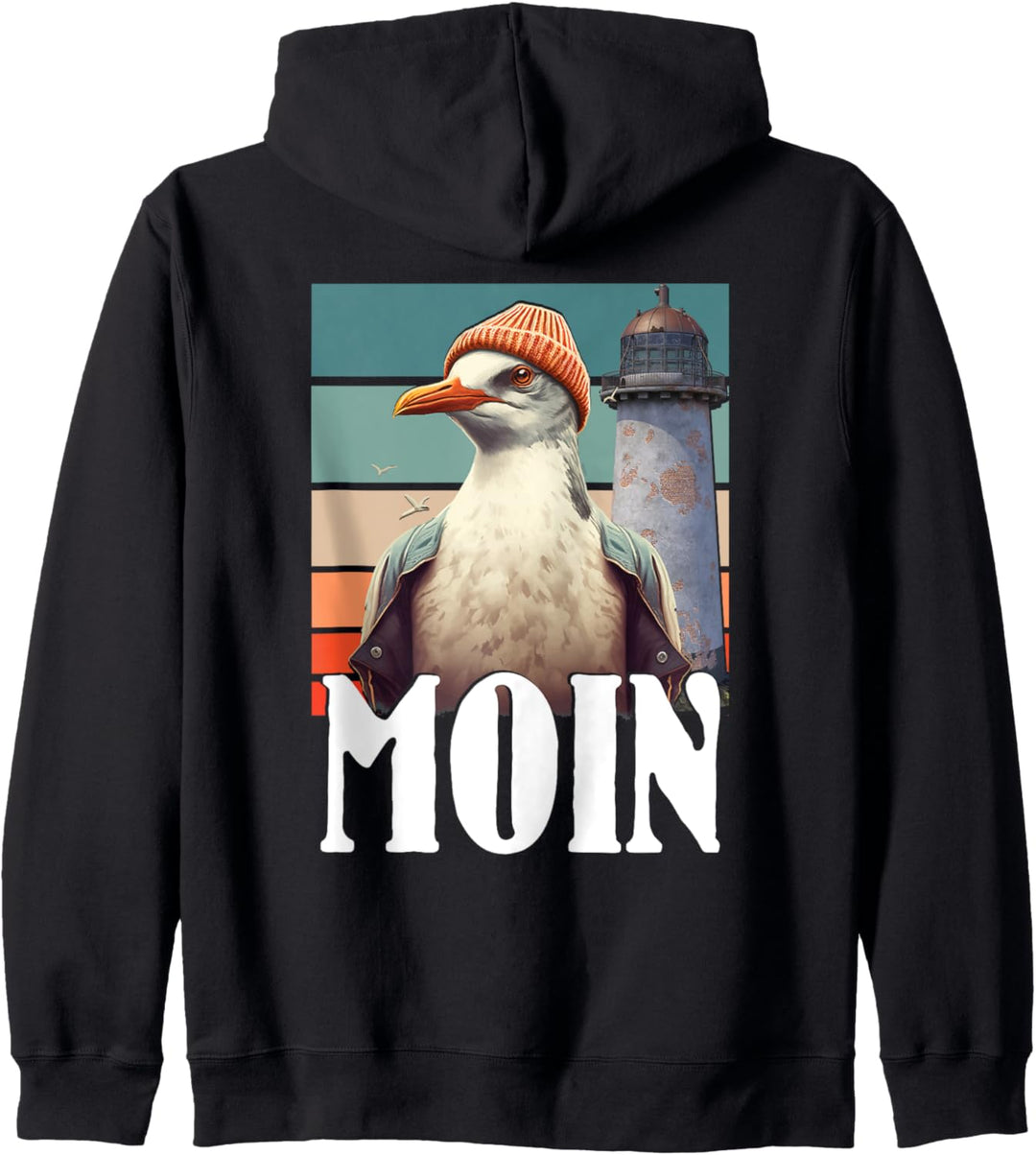 Leuchtturm Meer Inselleben Norddeutsche Sprüche Möwe Moin Kapuzenjacke