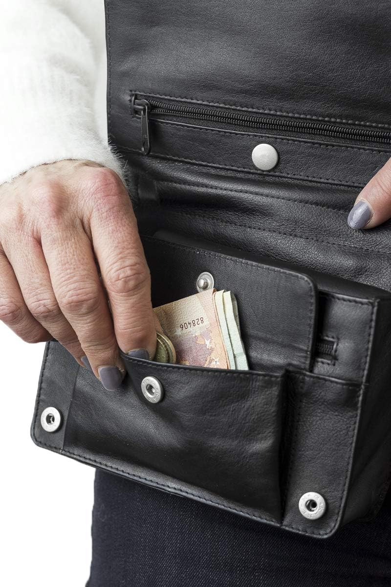 LEAS Gürteltasche mit Volllederausstattung Echt-Leder, schwarz Travel-Line
