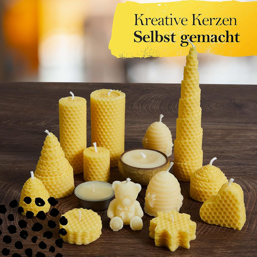 NIKAN Kerzen Selber Machen Set Kinder & Erwachsene Bienenwachs 100% Natürlich - Bienenwachskerzen Ba