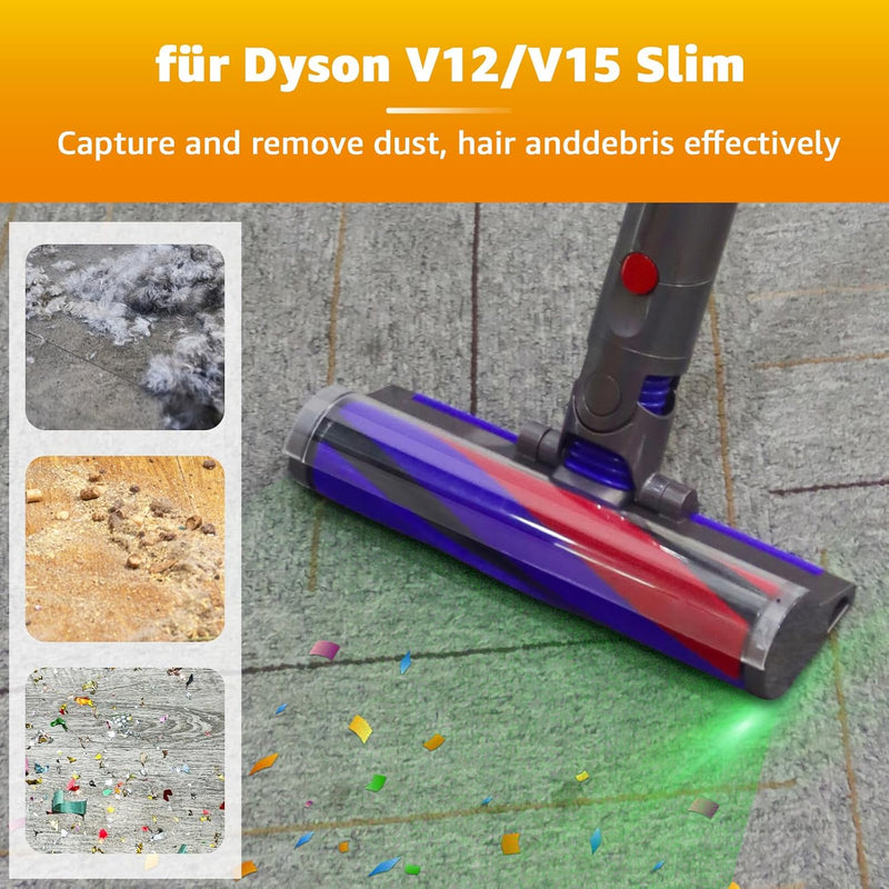 Bürste Kompatibel mit Dyson V12/V15/Slim, Softwalzen Bodenbürsten Zubehör für Dyson Staubsauger, Ers