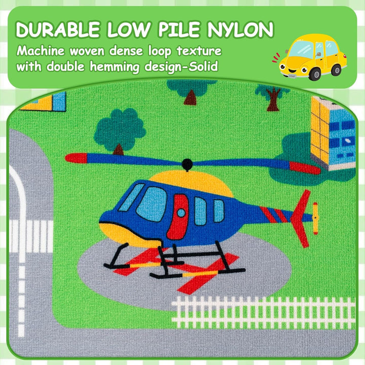 Capslpad Kinder Teppiche Spielteppich für Kinder Stadt 100x160 cm rutschfest Kinderteppich Spielmatt