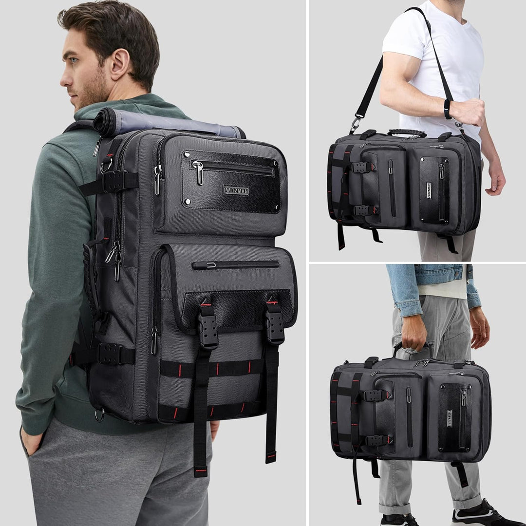 WITZMAN Reiserucksack Herren mit USB-Ladeanschluss Gross als Nylon Reisetasche Tragbar Fit 17 zoll L