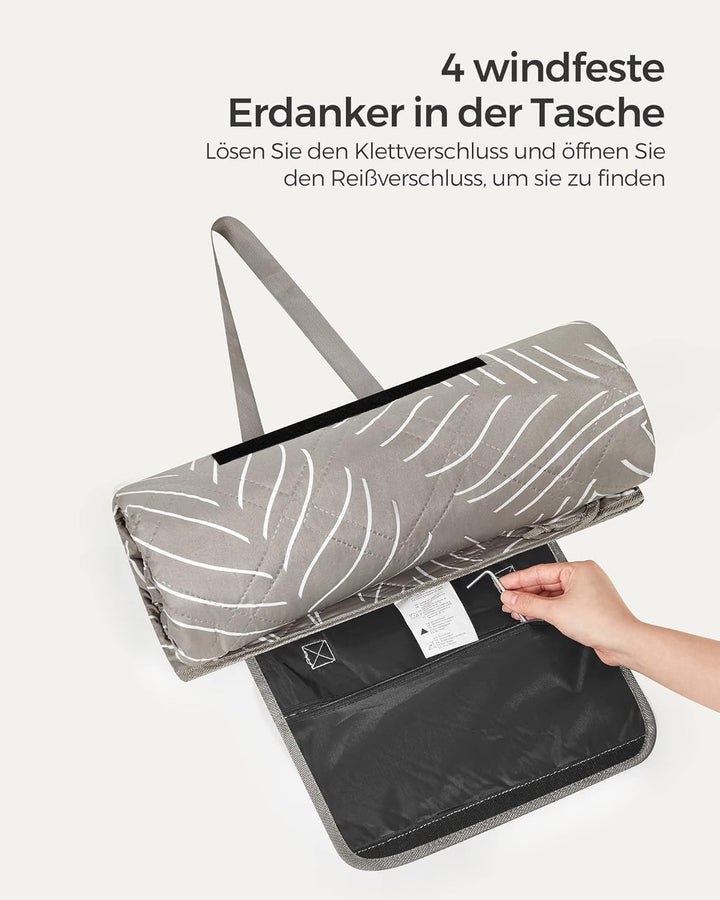 SONGMICS Picknickdecke, 300 x 200 cm, mit 4 Erdankern, gross, Campingdecke, für Park, Garten, Strand