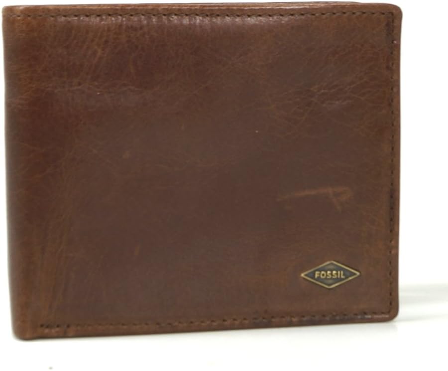 Fossil Herren Ryan Leather Bifold Geldbörse 11,43 cm L x 2,54 cm B x 9,525 cm H Dunkelbraun, Dunkelb
