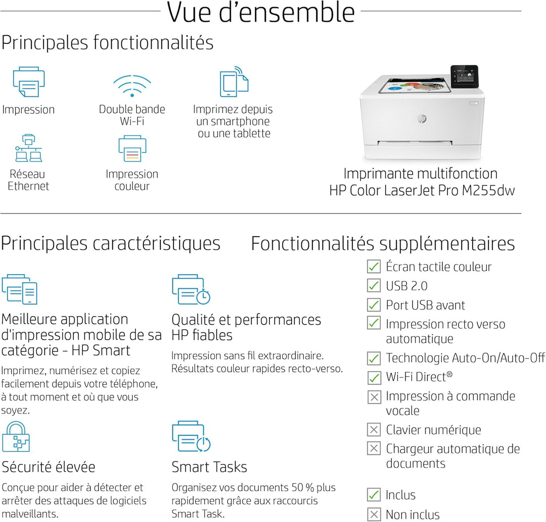 HP Color LaserJet Pro M255dw Farblaserdrucker (Laserdrucker, WLAN, LAN, Duplex, Airprint) weiss Dupl