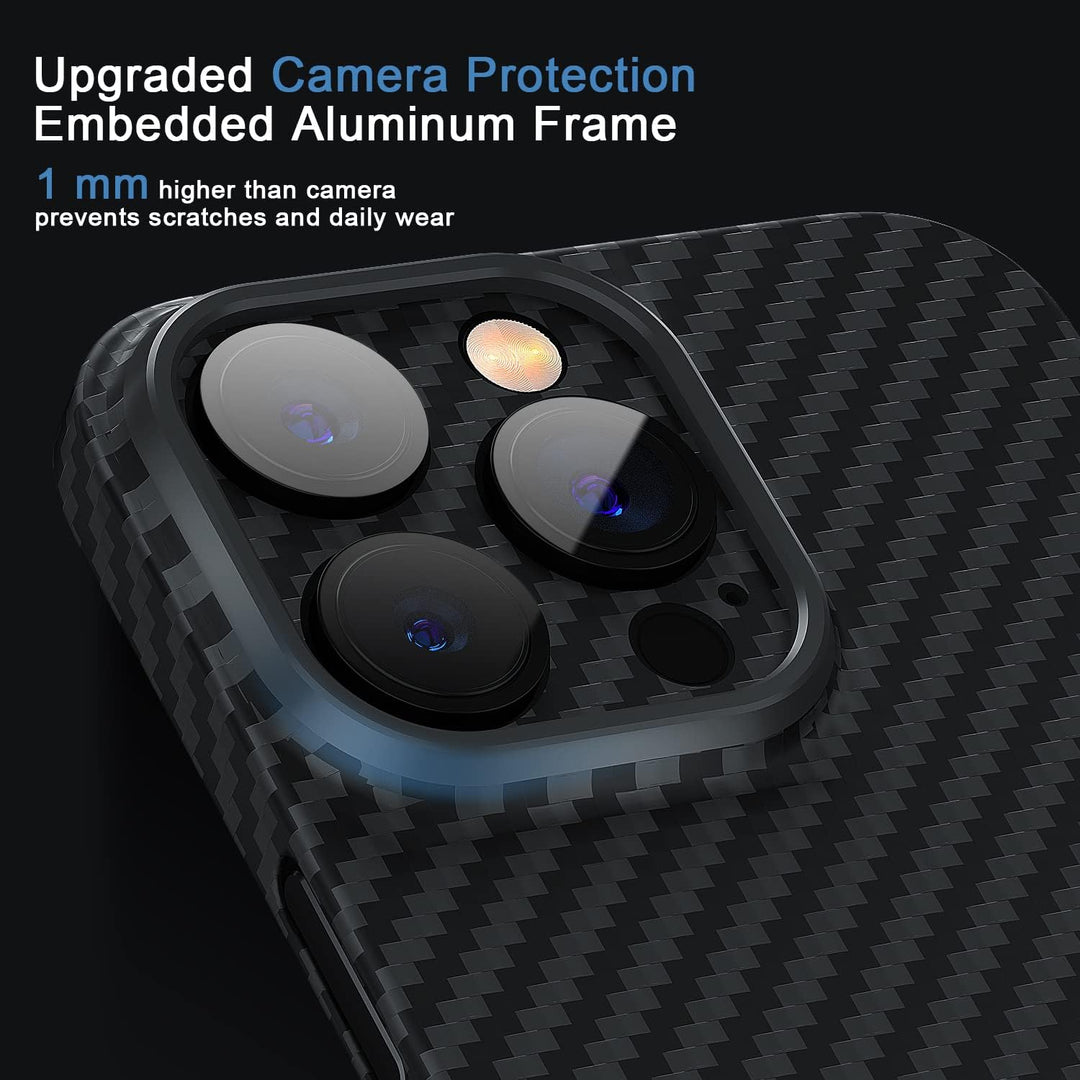 memumi Carbon Hülle für iPhone 14 Pro max, 0,5 mm Superdünne, Hülle aus echter Aramidfaser [100% Ara