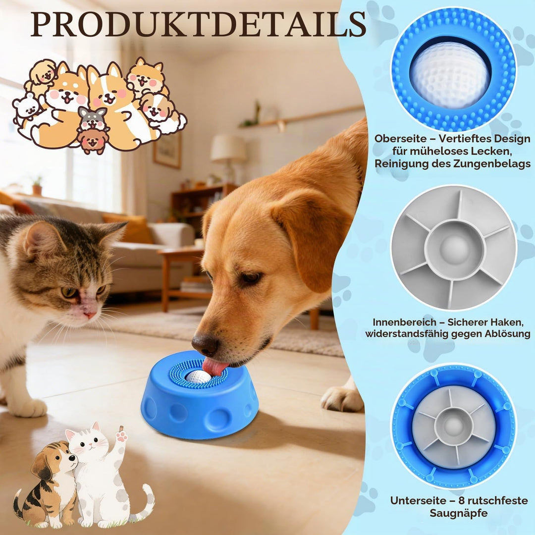 Schleckball Hund Silikon, Schleckmatte Hund, Antischlingnapf Hunde Katze mit Saugnapf, Futternapf Hu