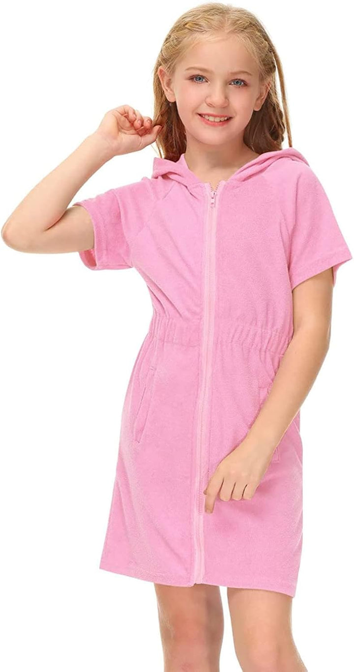 Kinderbademantel Mädchen, Weicher mit Reissverschluss Gross Kinder Badeponcho Kinderbademantel Flaus