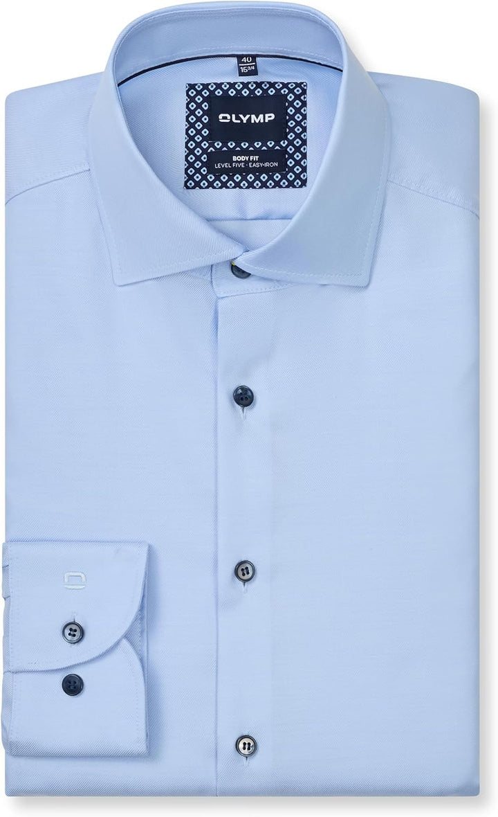 OLYMP Level Five Body fit Hemd Langarm Stretch Twill hellblau 38 Hellblau, 38 Hellblau
