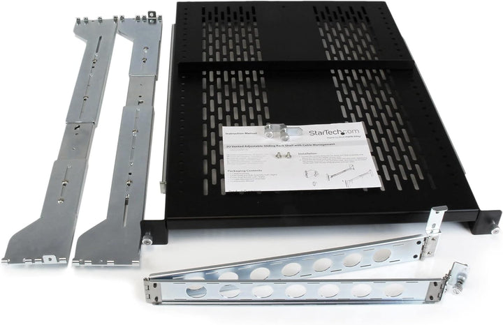StarTech.com 2 HE Belüftetes Schiebefachboden für Rack Montage mit Kabelmanagement Arm - Einbautiefe