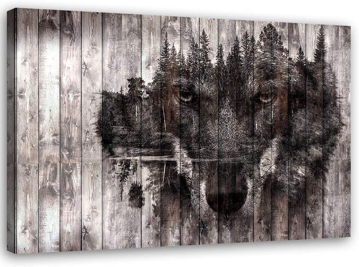 Feeby Bild auf Leinwand Wolf Kunstdruck modern abstrakt Braun 80x60 cm Leinwandbild 80x60 cm Braun_c