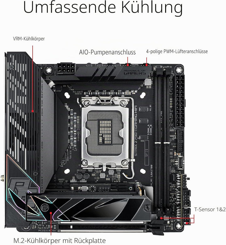 ASUS ROG Strix Z790-I Gaming WIFI Mainboard Sockel Intel LGA1700 (mini-ITX, DDR5 Speicher, 2x M.2, P