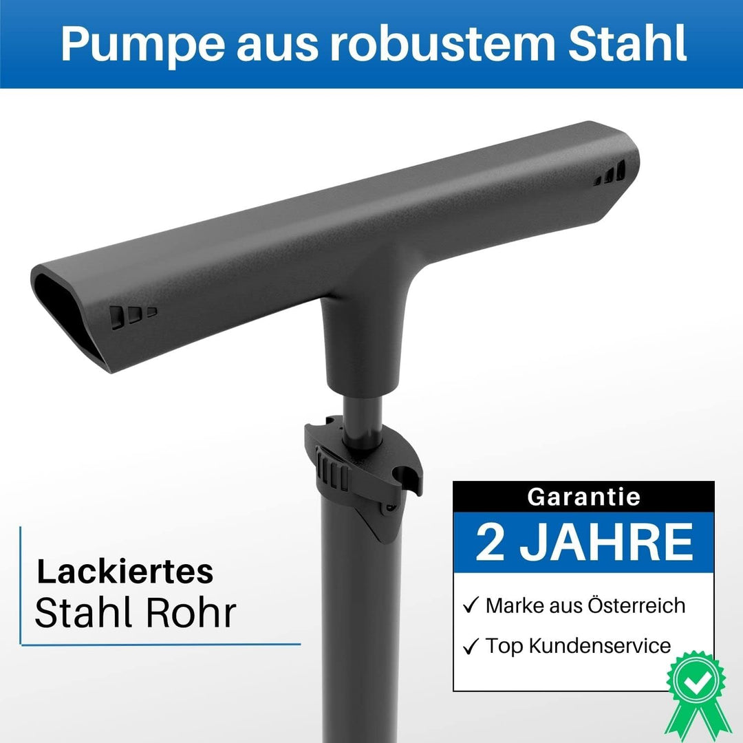 HiLo sports Standluftpumpe Fahrrad - [Passt für alle Ventile] - 11 Bar Fahrradpumpe mit grossem Mano