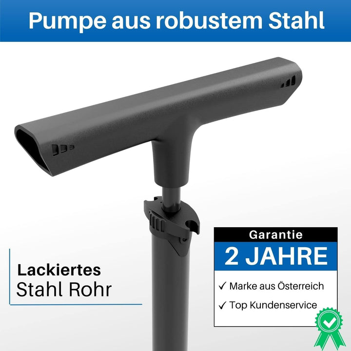 HiLo sports Standluftpumpe Fahrrad - [Passt für alle Ventile] - 11 Bar Fahrradpumpe mit grossem Mano