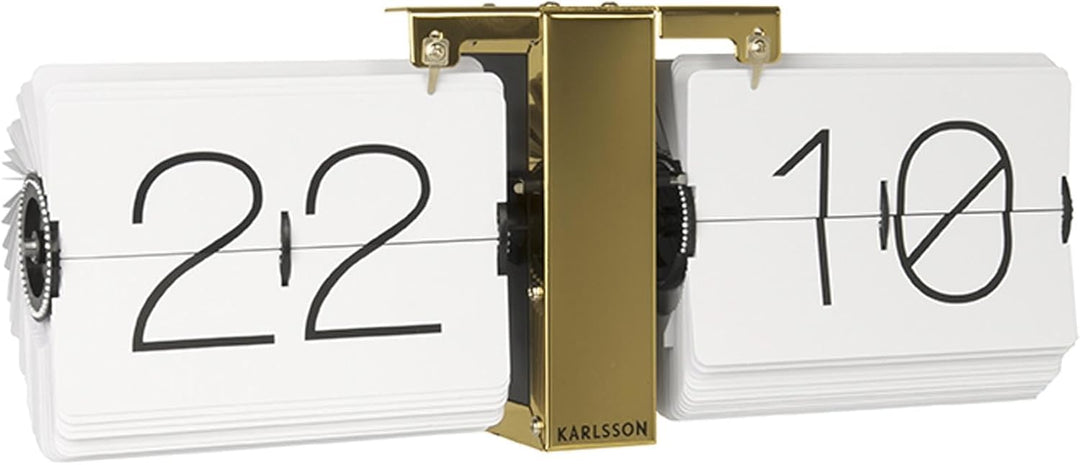 Karlsson KA5601WH Flip Uhr No Case Weiss, Standfuss Messingf, Metall, White, 8.5 x 36 x 14 cm