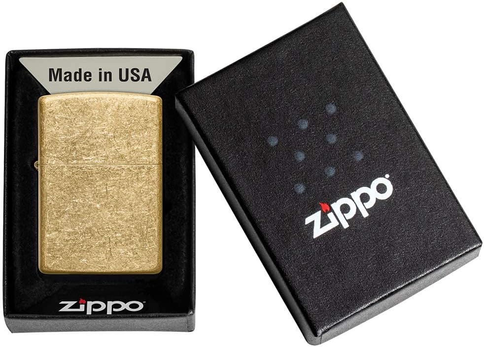 Zippo Taschenfeuerzeug aus Trommelmessing, 49477, Tumbled Brass, Einheitsgrösse