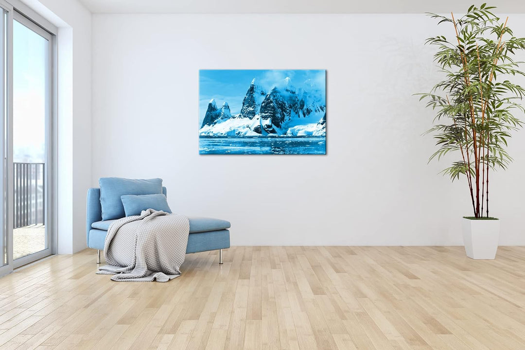 deyoli beeindruckende Berge in der Antarktika Format 80x60 Effekt: Monocrome Blau als Leinwandbild,