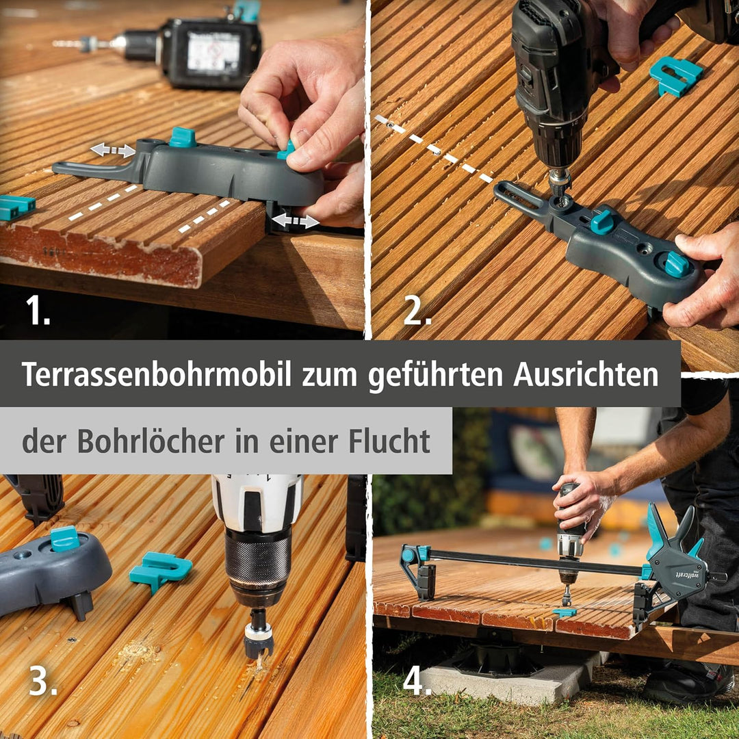 wolfcraft Terrassenbau-Set PRO, 11-tlg. - Das Komplettset für schnelle, effektive und gleichmässige