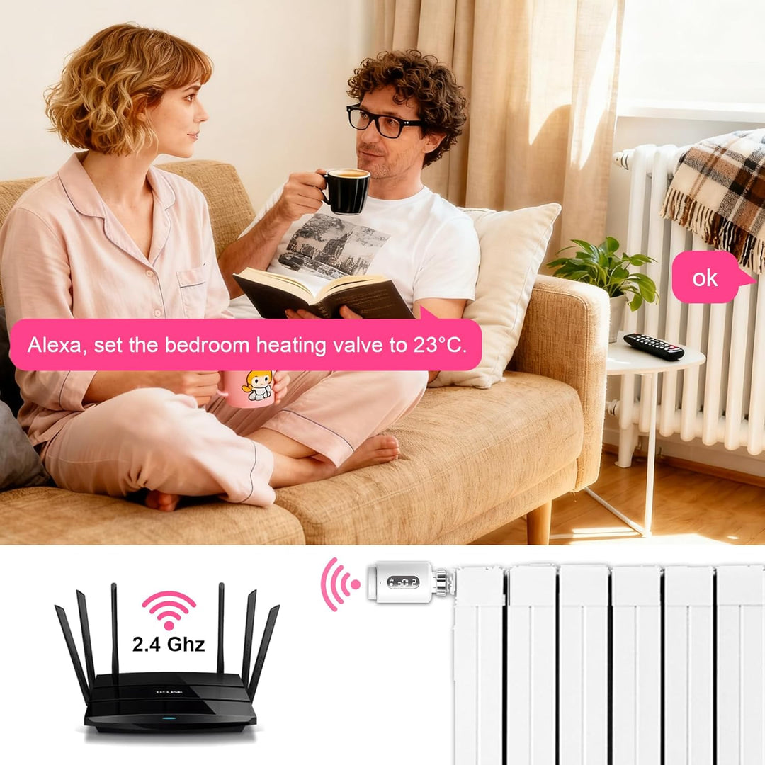 Smart Heizkörperthermostat mit APP ANTELA Digitales Display zur Kontrolle der Heiztemperatur, Kompat