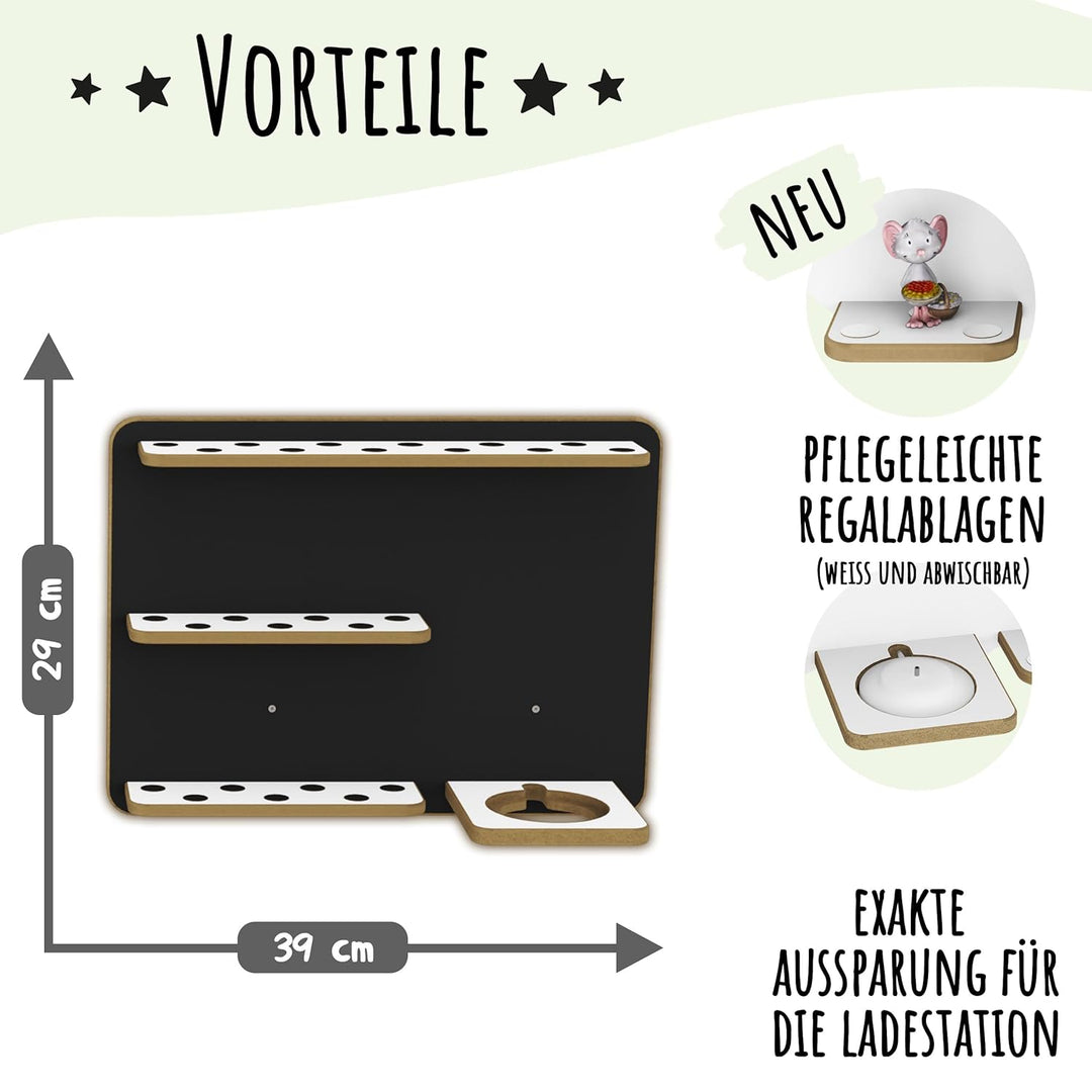 Regal für Toniebox, Wandregal für Tonie Figuren, Aufbewahrung für Tonies, Halterung für Toniebox (Be