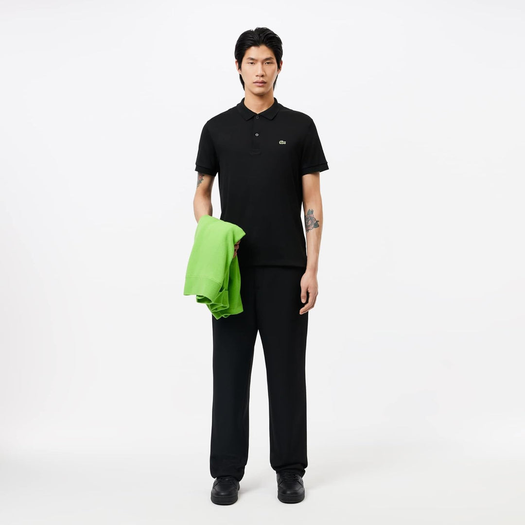 Lacoste Herren Polo-Shirt Kurzarm DH2050, Männer Polo-Hemd,2 Knopf,Regular Fit S Noir, S Noir