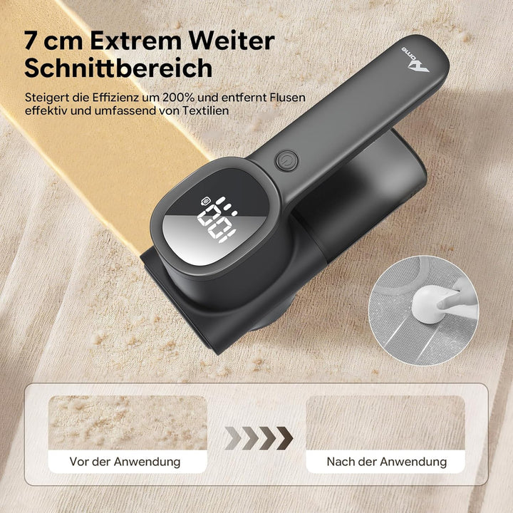Dieser Fusselentferner für Kleidung und Sofas verfügt über eine integrierte Beleuchtung, ein LCD-Dis