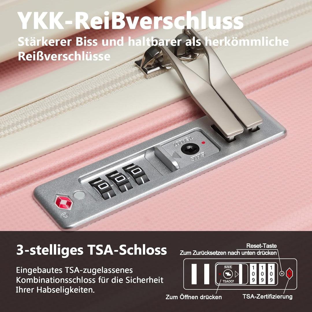 Joyway Kofferset 3 Teilig Hartschale mit 4 Rollen und TSA-Schloss Der Gepäcksets Enthält 1 Kosmetikk