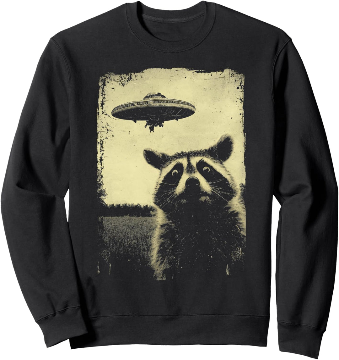 Waschbär Raccoon UFO Alien Weirdcore Aesthetic Artwork Stuff Sweatshirt