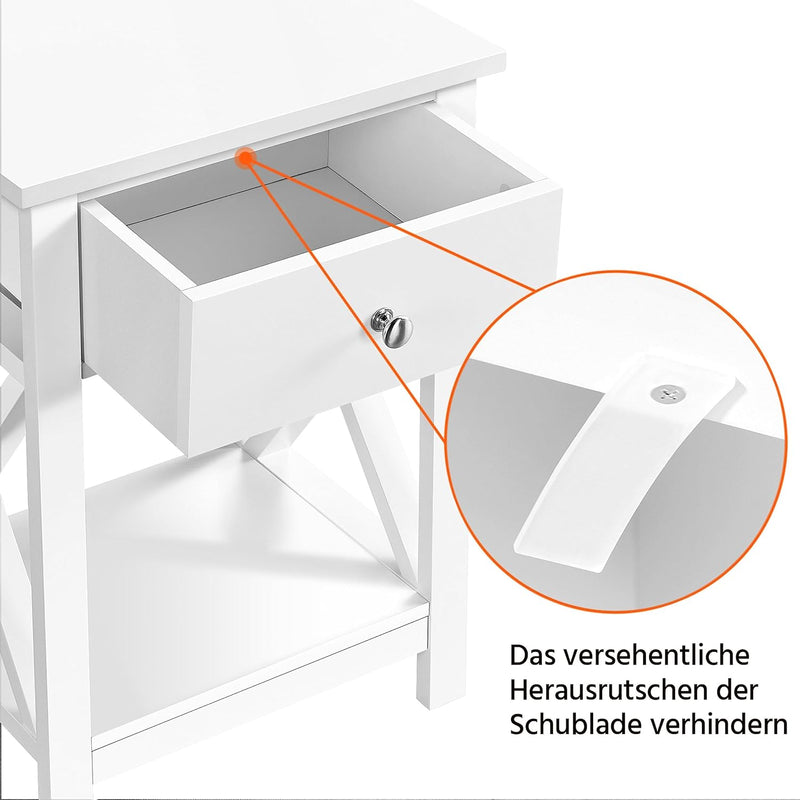 Yaheetech 2 Stück Nachttisch Nachtkommode mit 1 Schublade und offenem Ablagefach Beistelltisch X-för