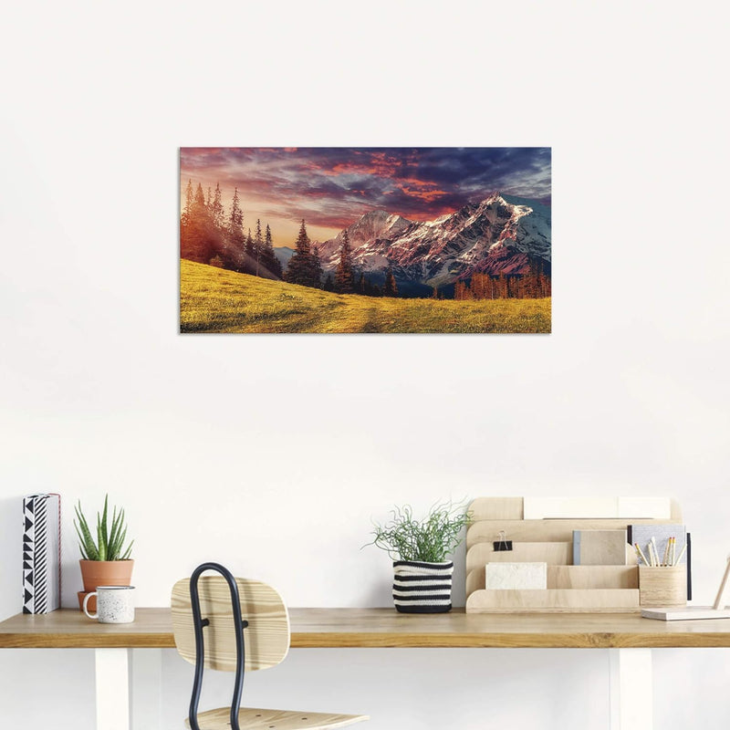 ARTland Wandbild Alu Verbundplatte für Innen & Outdoor Bild 60x30 cm Querformat Landschaft Berge Alp