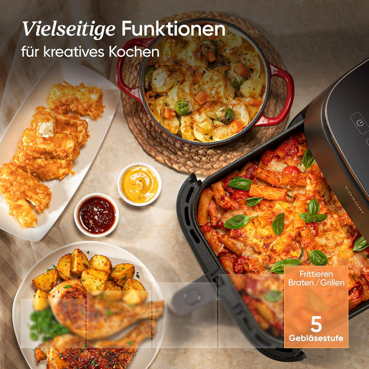 Cosori Turboblaze Heissluftfritteuse Airfryer, 9-in-1 Air Fryer XXL 6L, leiser DC Motor mit 5 Geschw