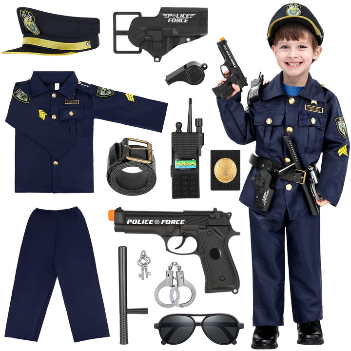INNOCHEER Polizei Kostüm Kinder, Polizei Kostüm für Kinder, Polizei Spielzeug für Kinder Jungen Hall