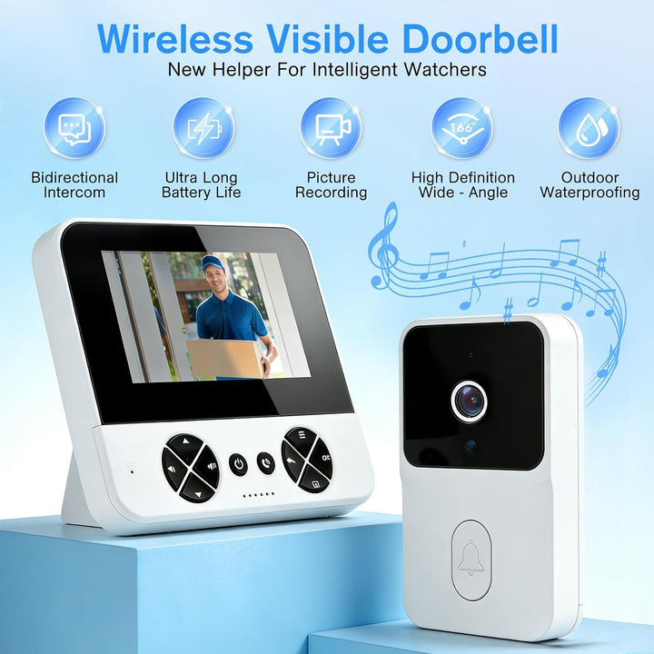 Drahtlose Video Türklingel mit Kamera Outdoor - IP65 Wasserdicht 1080P HD - 4,3 Zoll IPS Bildschirm