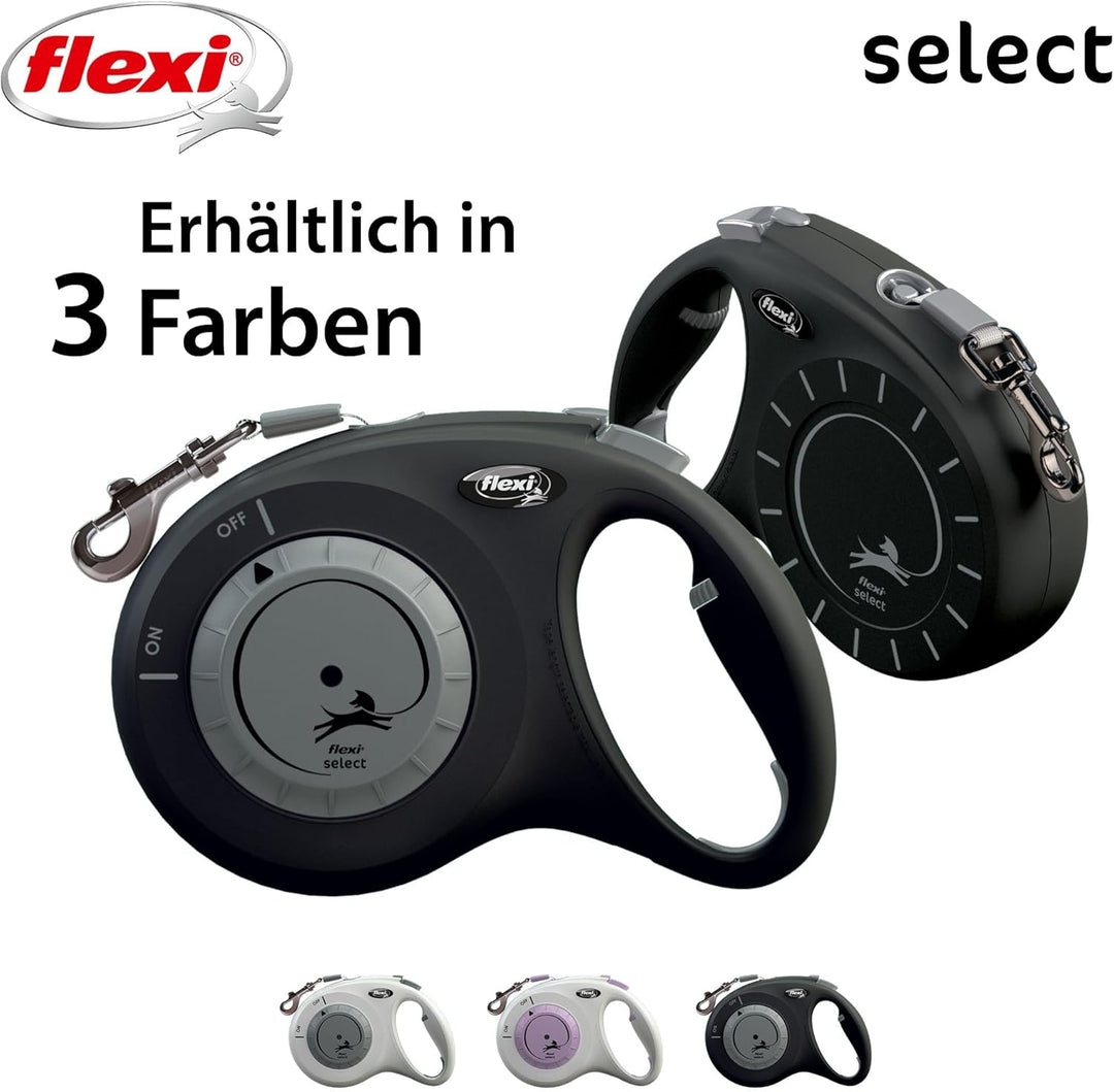 flexi® Select M Gurt 0-7 m schwarz, Roll-Leine für Hunde bis 25 kg M: 0-7m (max. 25kg) schwarz, M: 0