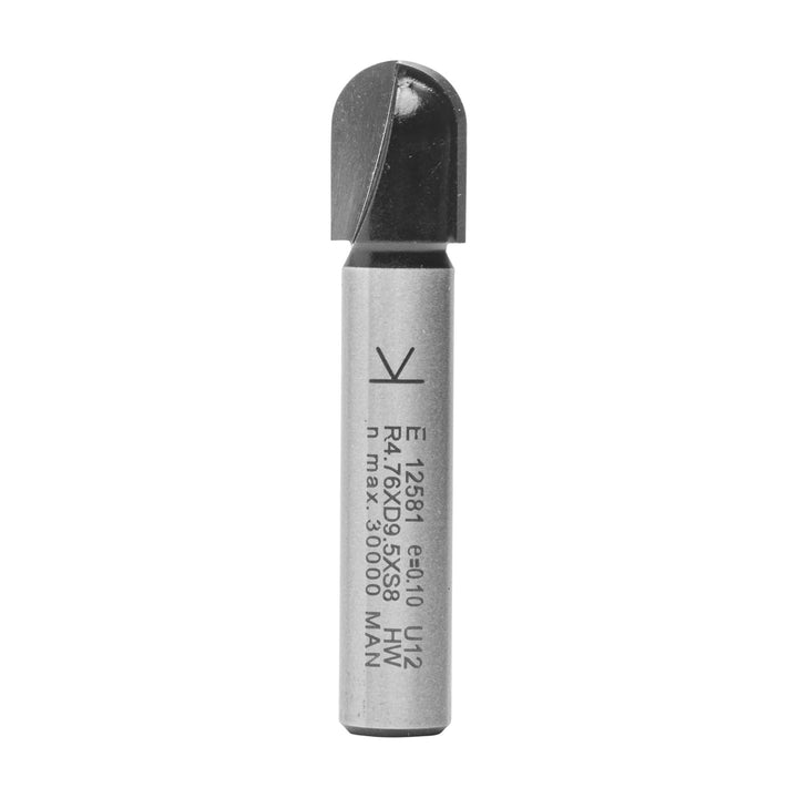 ENT 12581 Wasserrinnenfräser HW, Schaft (S) 8 mm, Durchmesser (D) 9,5 mm, NL 12,7 mm, R 4,76 mm, SL