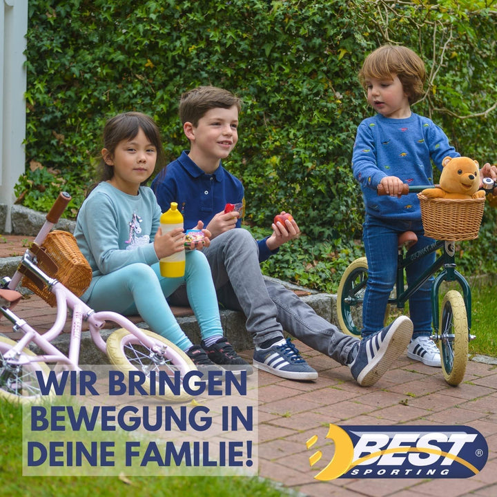BEST SPORTING Laufrad Retro für Kinder ab 3 Jahren, mit Klingel und Korb, 12 Zoll Räder (rosé), 3111