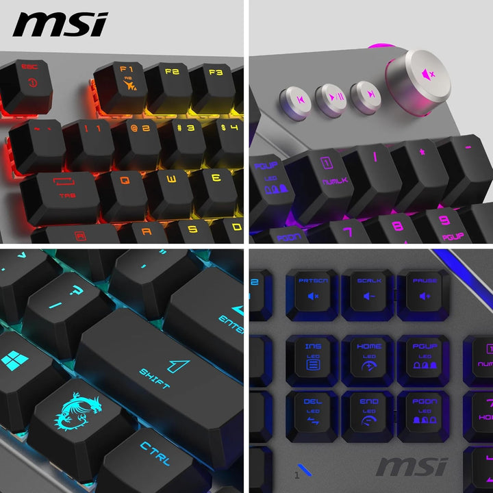 MSI Strike 600 Silent FR Gaming-Tastatur, leise – Kailh Midnight Pro Silent Touch-Schalter, ergonomi